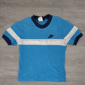 Vintage 1980's NIKE "Blue Tag" Boy's Tennis Ringer T-Shirt